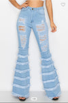 Java Light Washed High Waist Bell Legs Denim