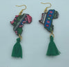 Riri map of African tassel earrings, Green