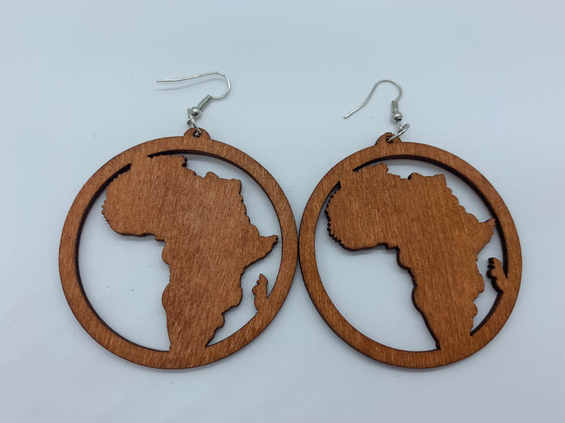 Map of africa wooden earring