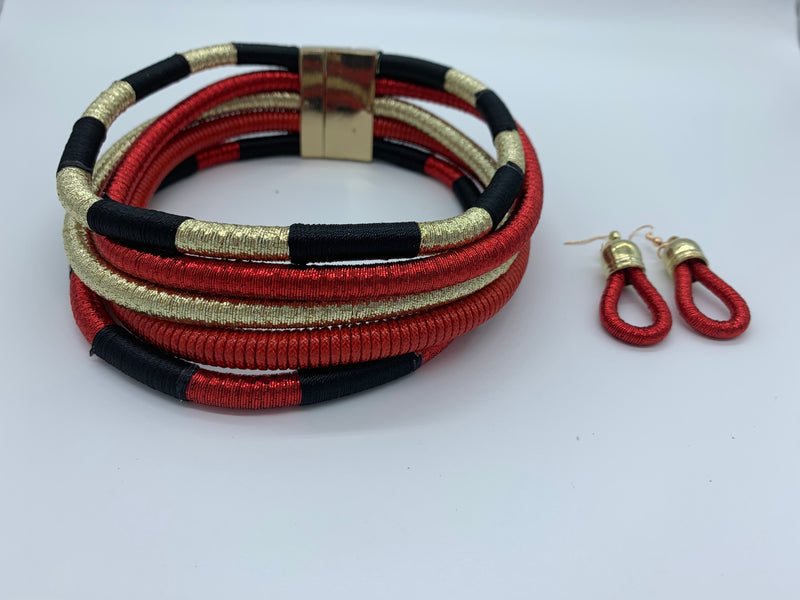 Bambi Choker Set, Red &Gold