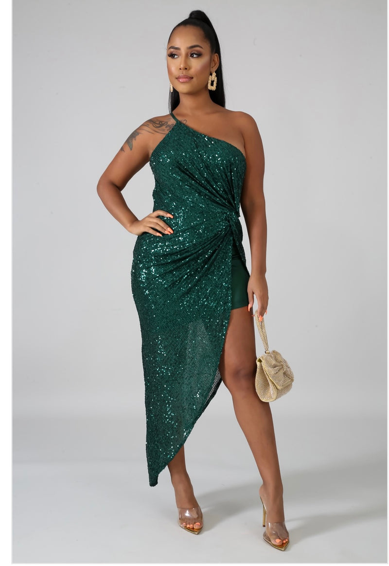 Edgy Green Sequin Dress