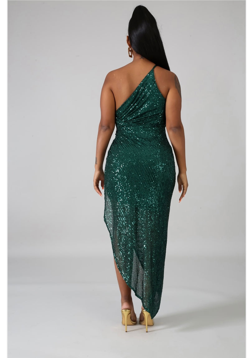 Edgy Green Sequin Dress