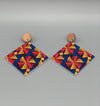 Ankara cover wooden drip earrings