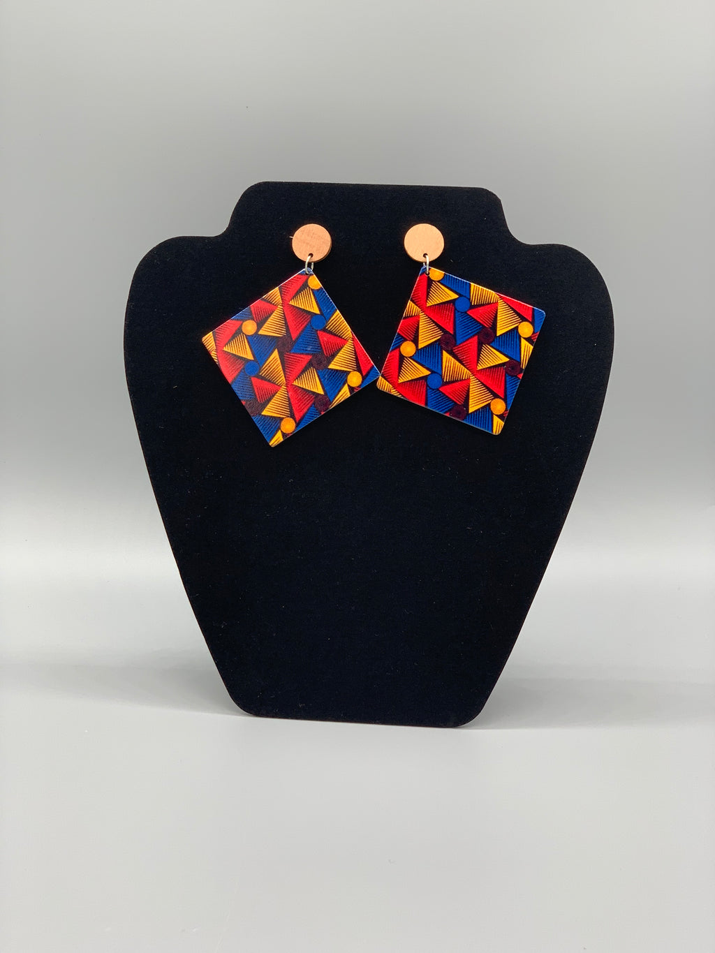 Ankara cover wooden drip earrings