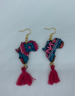 Riri map of Africa tassel earrings, Red