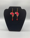 Red wooden Map of Africa Earrings