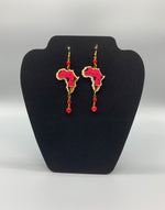 Red wooden Map of Africa Earrings