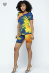 Tie Dye Top and Biker Shorts Set