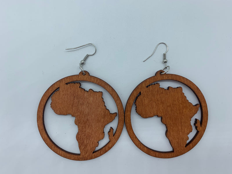 Map of africa wooden earring