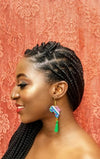 Riri map of African tassel earrings, Green