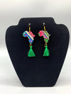 Riri map of African tassel earrings, Green