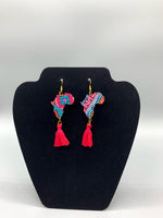 Riri map of Africa tassel earrings, Red