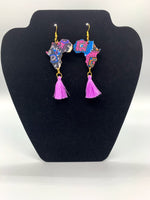 Riri map of Africa tassel earring. Purple