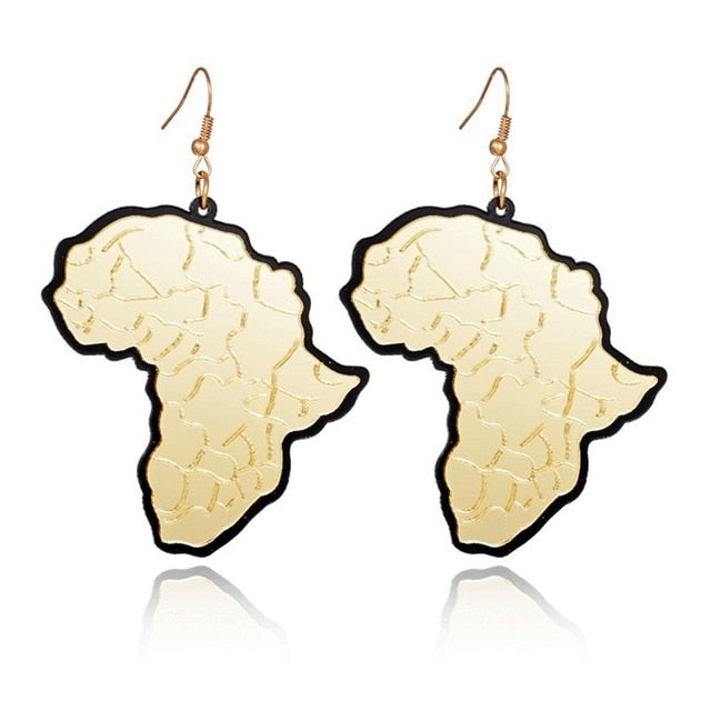 Glassy Gold Map Earrings